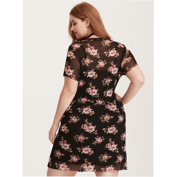 Torrid 2x Floral Print Mesh Tee Dress - Picture 4 of 7